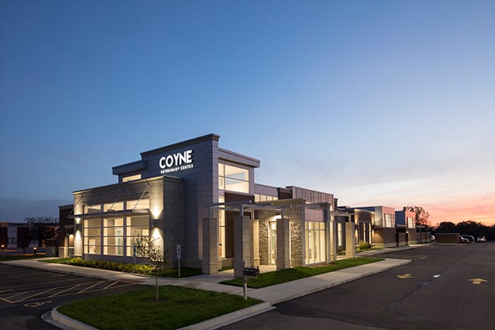 exterior photo of coyne at night